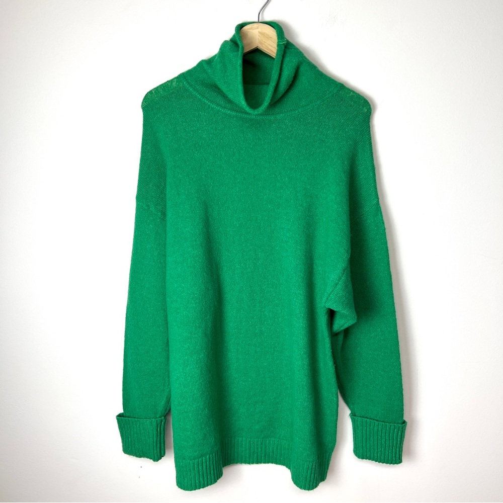 Asos Green Long Sleeve Soft Turtleneck Sweater Dress
